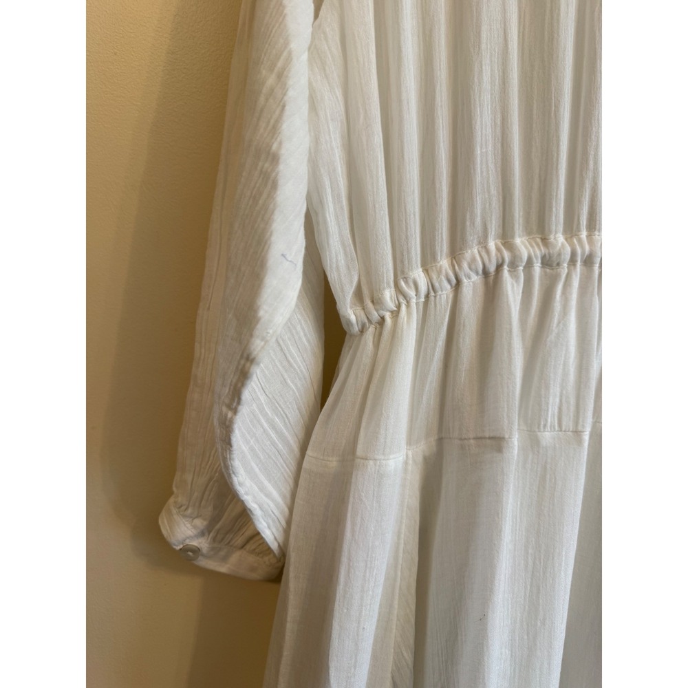 Free People Cream Maxi Button-Front Ruffled Bohemian Sea La Vie Dress - Picture 15 of 16